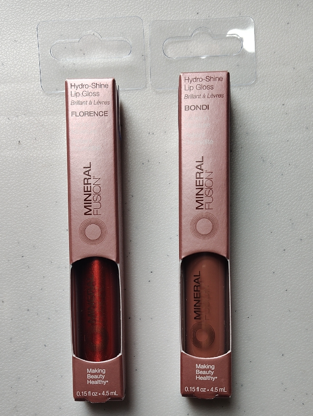 Mineral Fusion Hydro-Shine Lip Gloss Duo — Red & Brown Shades Vegan 2 Included